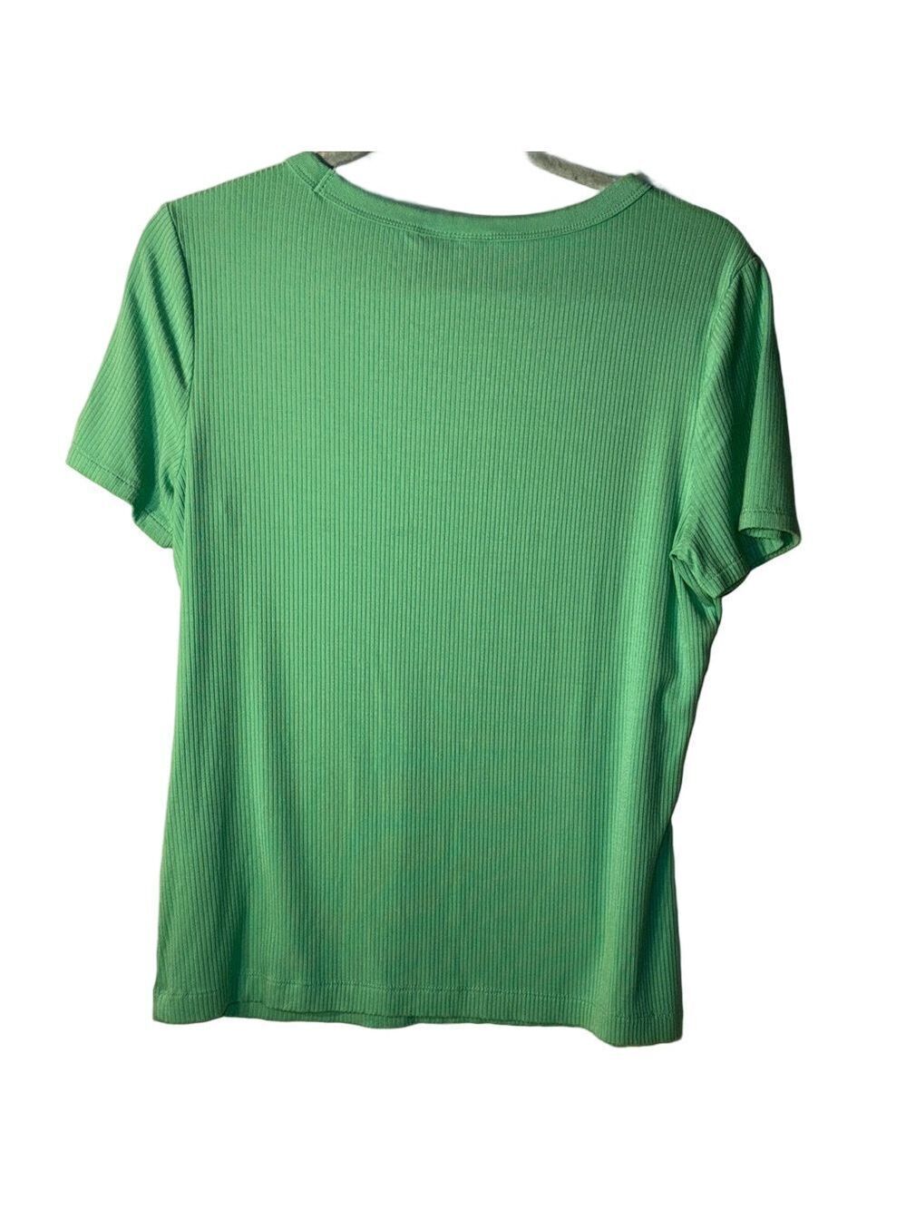 Croft & Barrow Green Ribbed Top Large - Picture 2 of 4